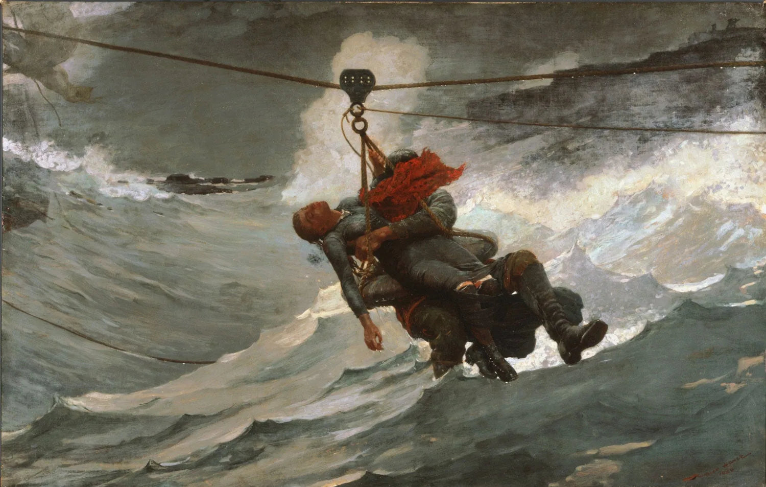 La ligne de sauvetage - Winslow Homer image 1 reproduction d’œuvre d’art à l’huile