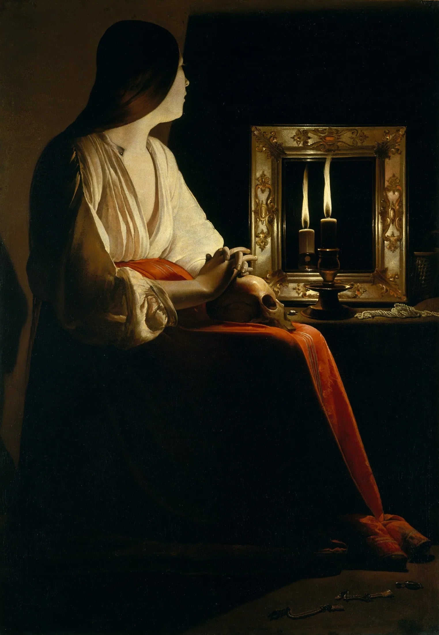 La Madeleine aux deux flammes - Georges de La Tour image 1 reproduction de peinture à l’huile