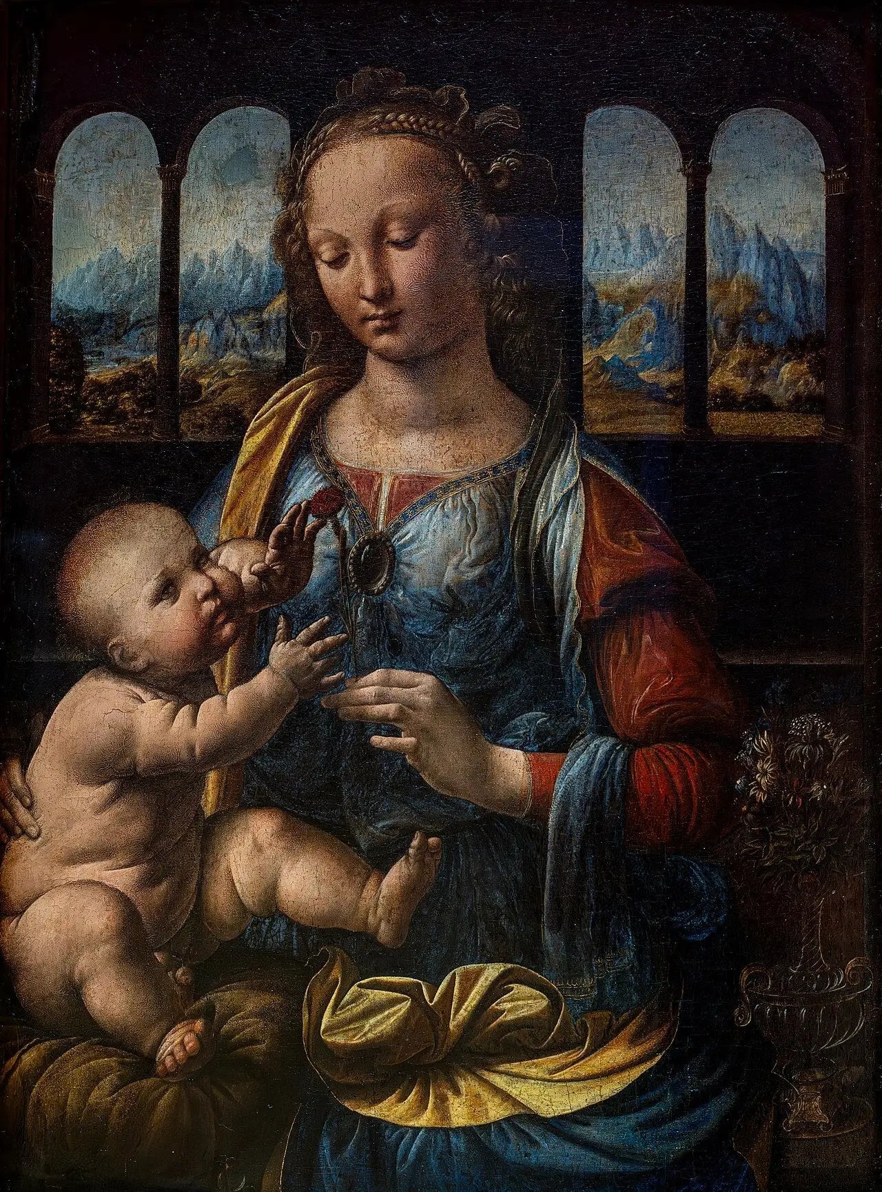 La Madone à l'œillet - Léonard de Vinci image 1 reproduction de peinture à l’huile