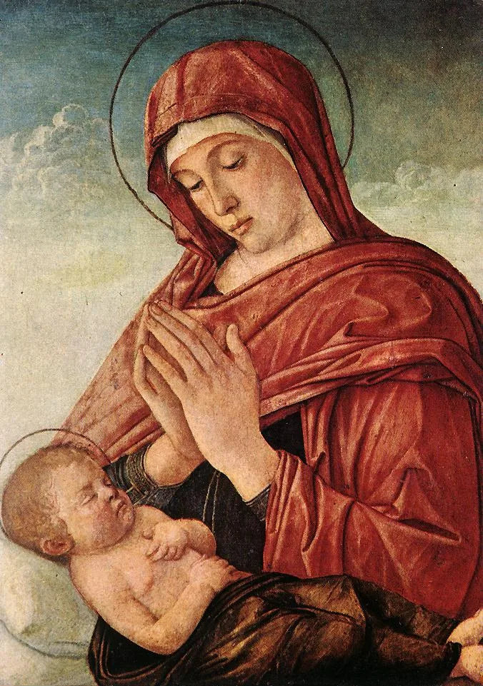 La Madone adorant l'Enfant Jésus endormi - Giovanni Bellini image 1 tableau peint à l’huile sur toile