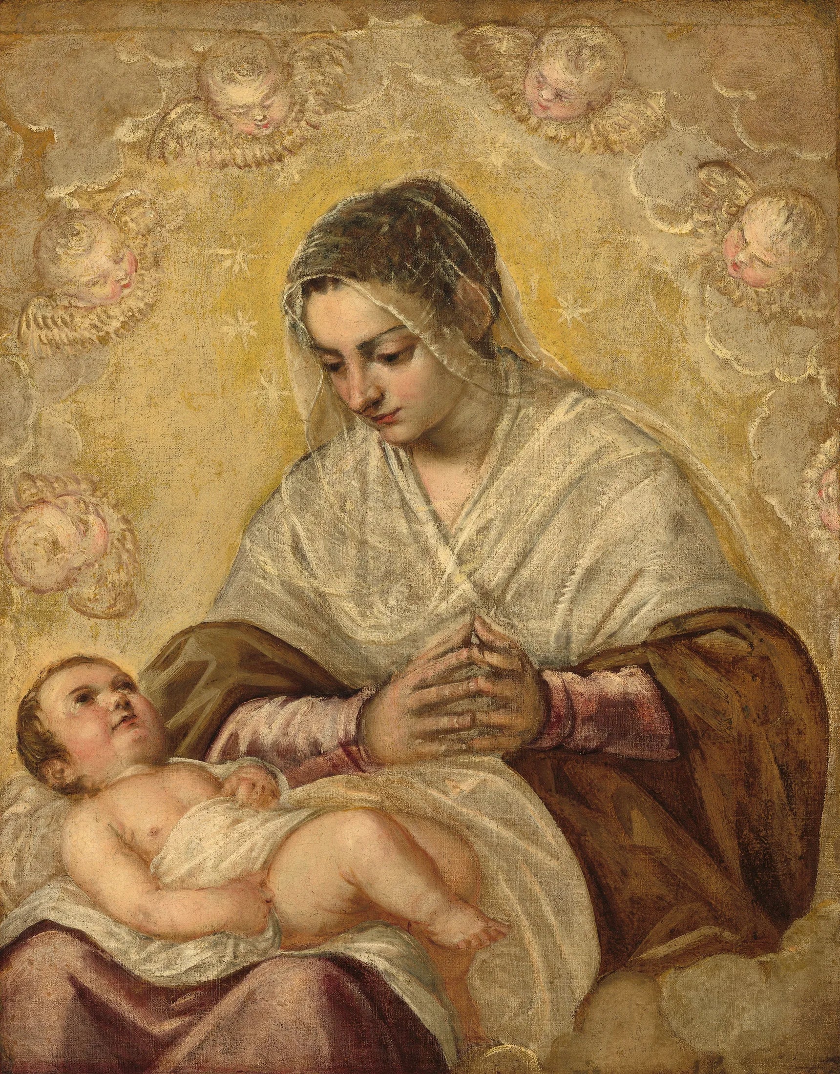 La Madone aux étoiles - Jacopo Tintoretto image 1 copie de tableau peinte à la main