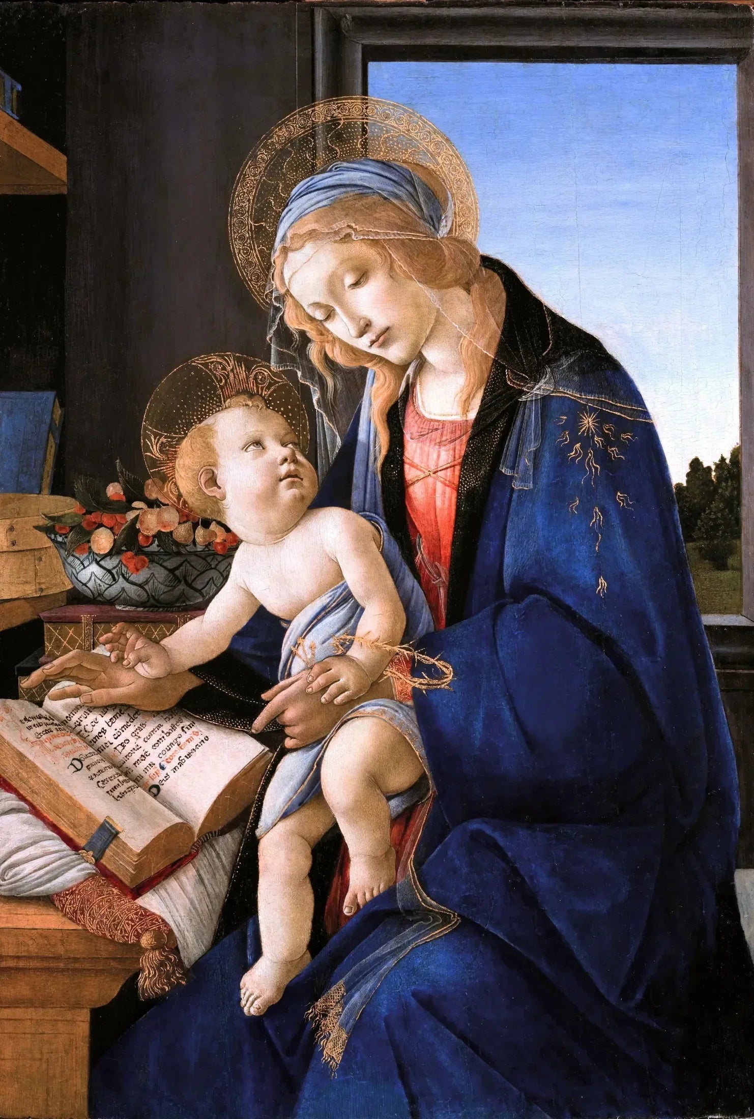 La Madone du livre - Sandro Botticelli image 1 copie peinte à la main à l’huile