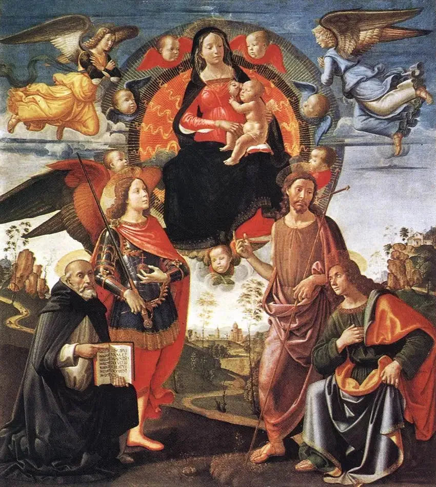 La Madone en gloire avec les saints - Domenico Ghirlandaio image 1 reproduction artisanale de tableau