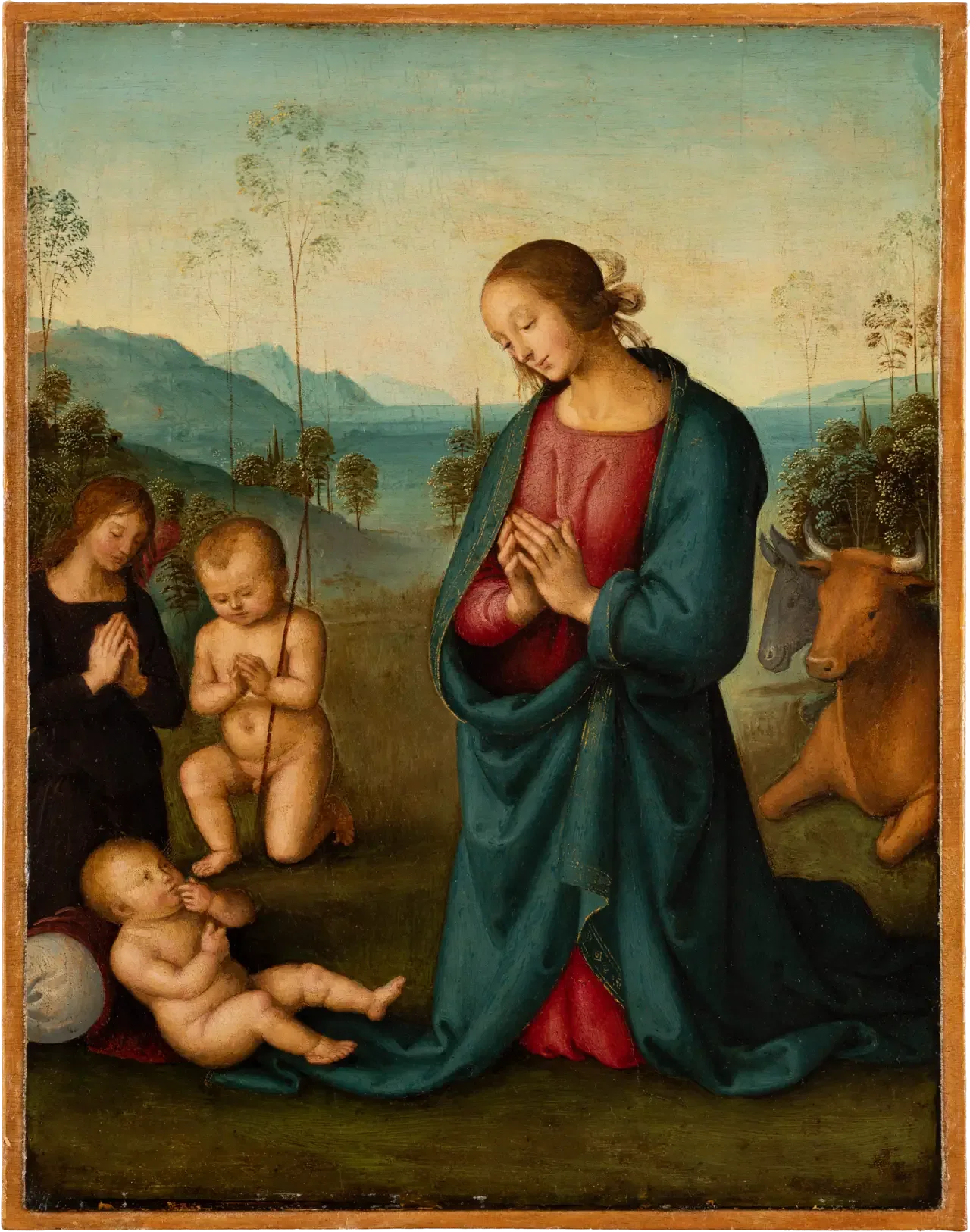 La Madone, l'Enfant Saint Jean et un ange adorant l'Enfant Jésus - Pietro Perugino image 1 reproduction artisanale de tableau