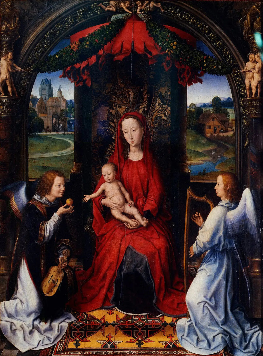 La Madone trônant avec l'enfant et deux anges musiciens - Hans Memling