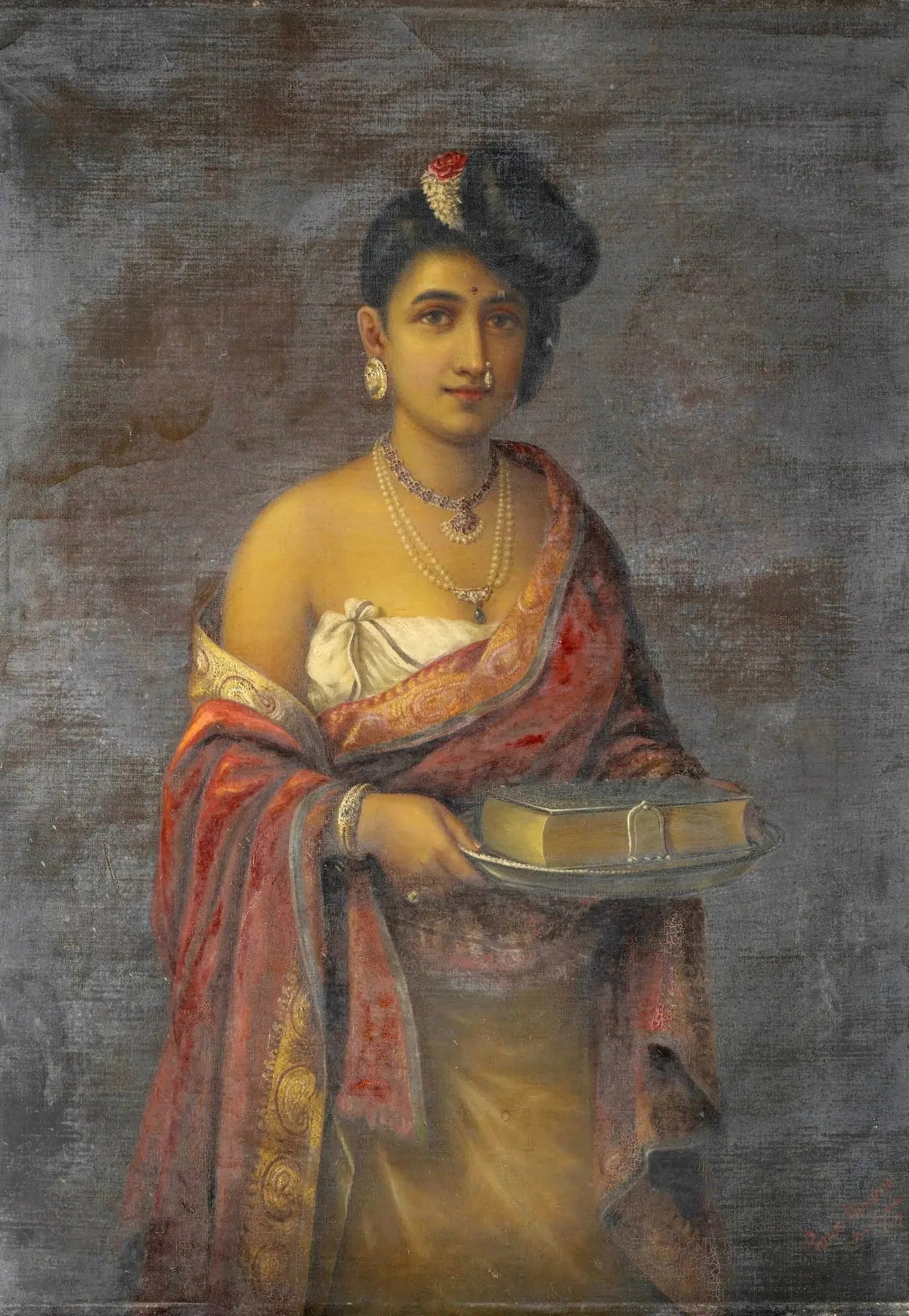 La Maharani de Travancore - Ravi Varmâ image 1 copie de tableau peinte à la main