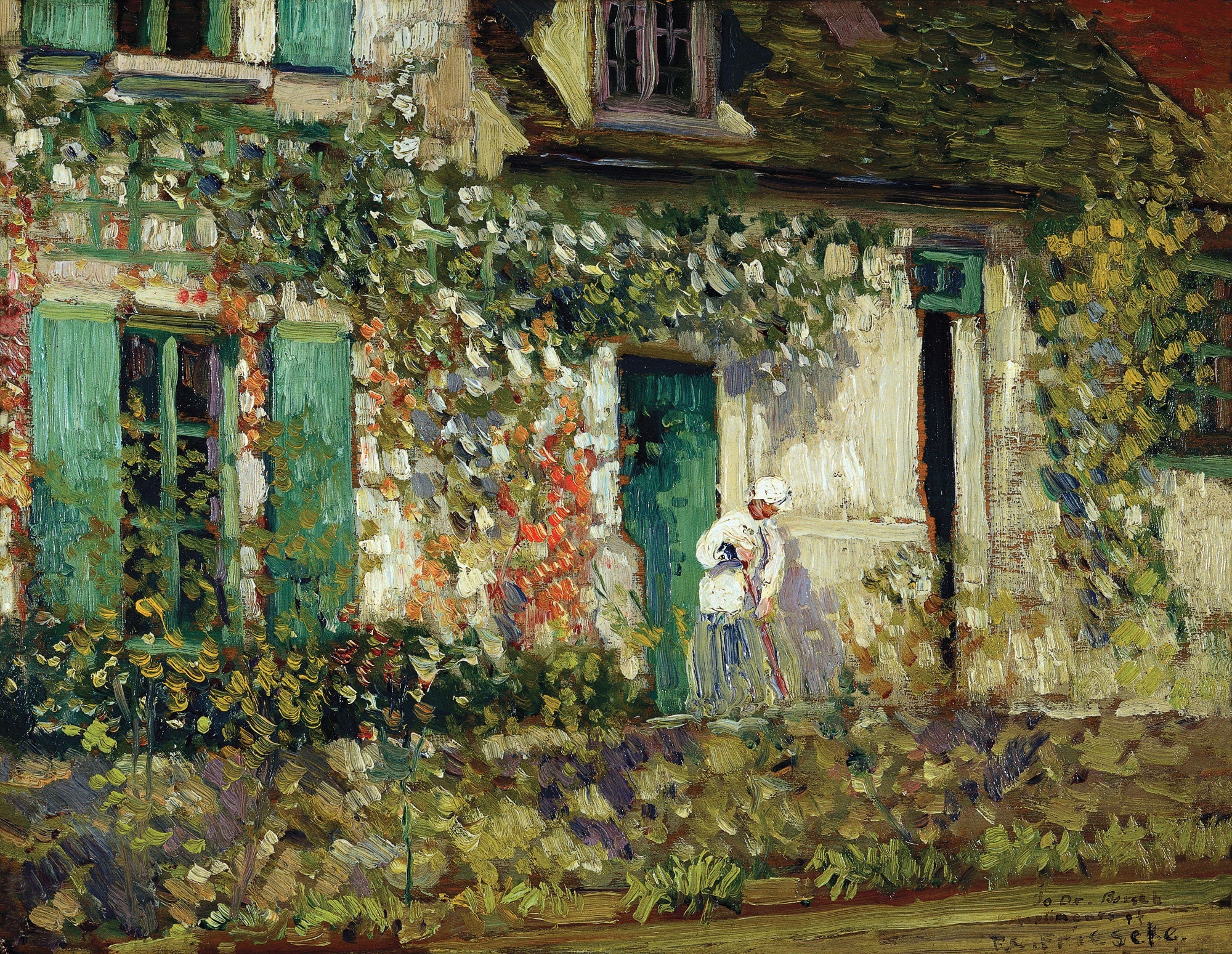 La maison de Giverny - Frederick Carl Frieseke image 1 copie peinte à la main à l’huile
