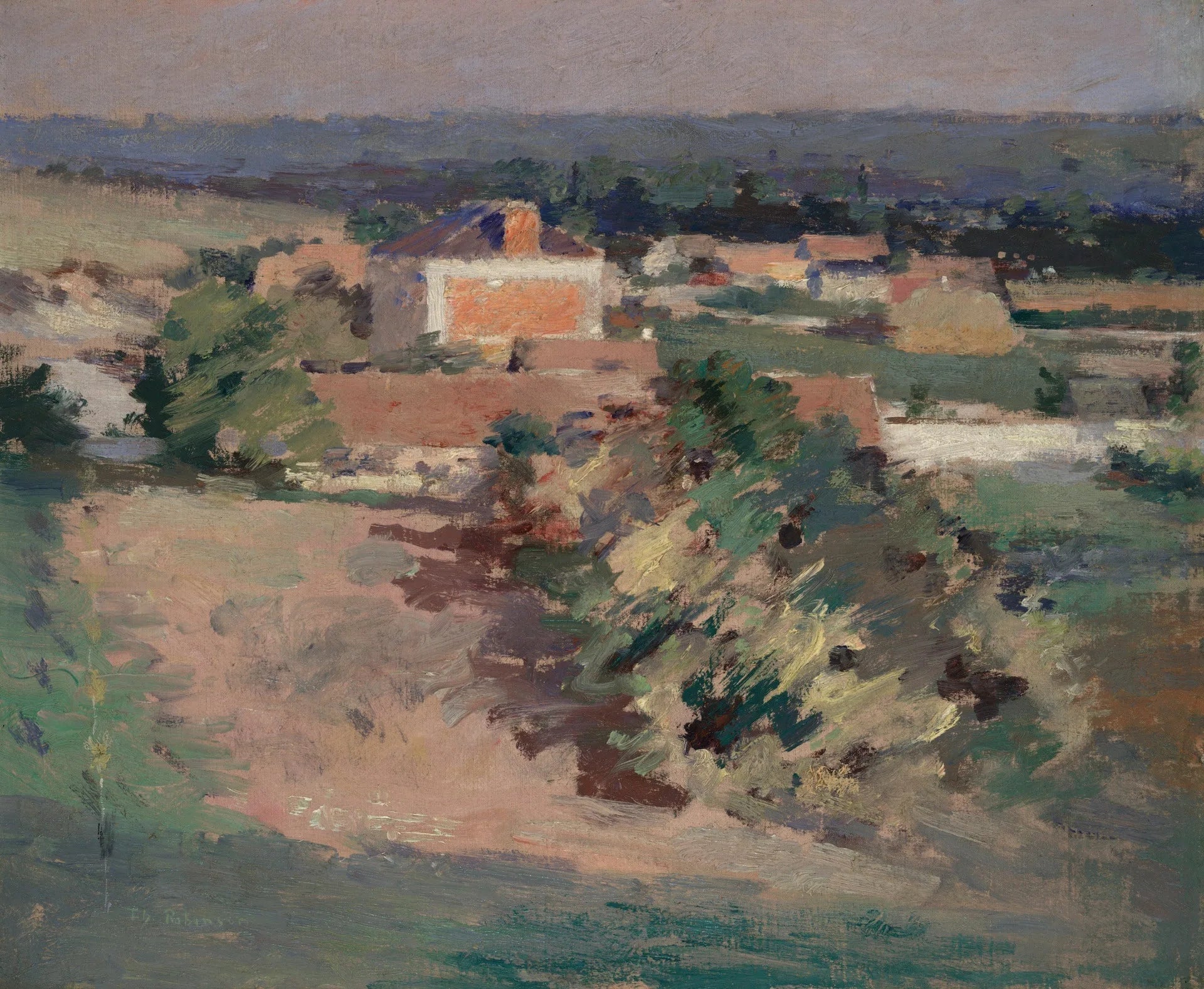 La Maison Rouge - Theodore Robinson image 1 reproduction de peinture à l’huile
