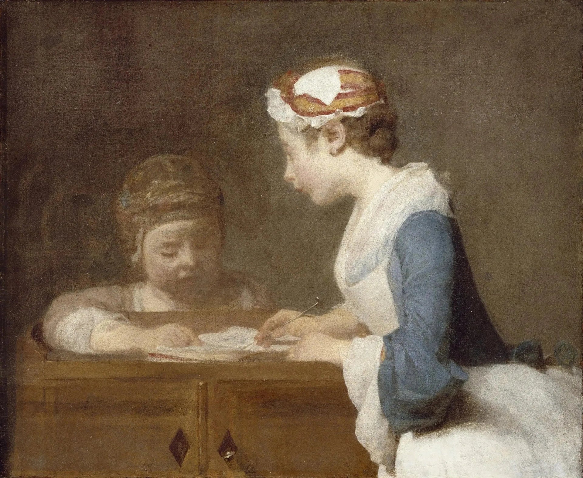 La maîtresse d'école - Jean Siméon Chardin image 1 reproduction de peinture à l’huile