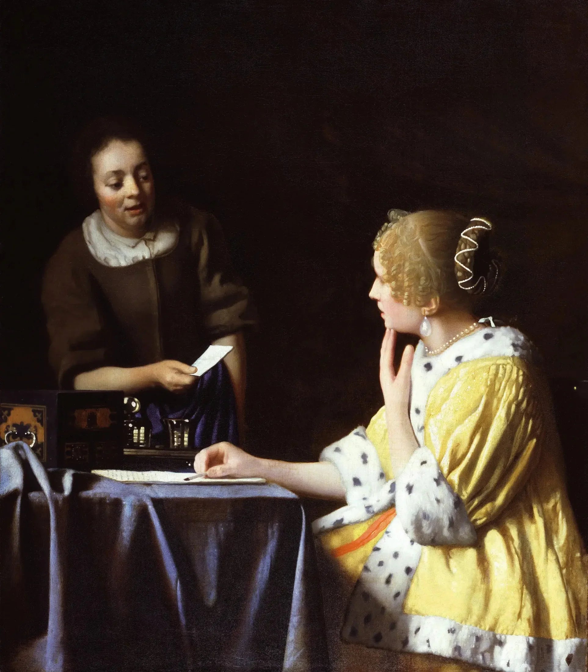 La Maîtresse et la Servante - Johannes Vermeer image 1 reproduction artisanale de tableau