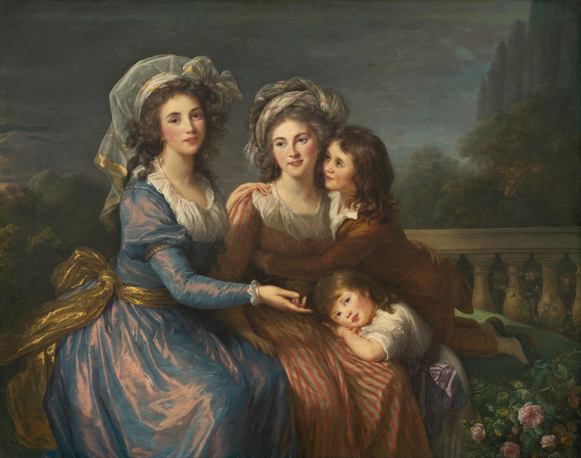 La marquise de Pezay et la marquise de Rougé avec ses fils Alexis et Adrien - Élisabeth Vigée Le Brun image 1 reproduction de peinture à l’huile