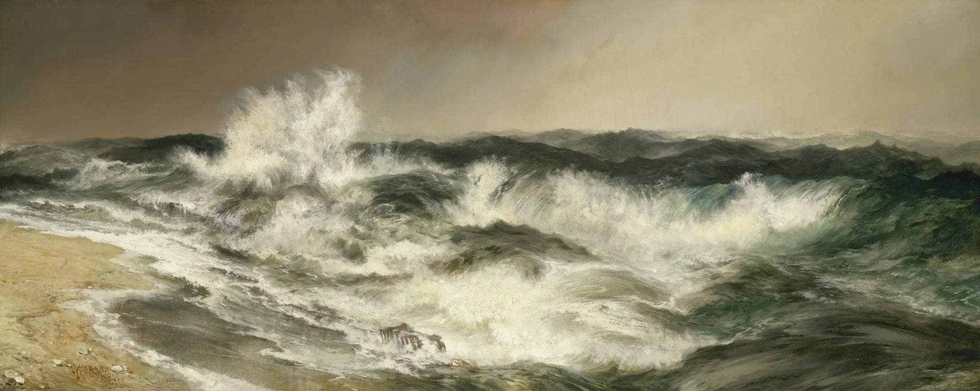 La mer qui résonne beaucoup - Thomas Moran image 1 reproduction de peinture à l’huile