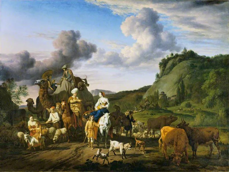 La migration de Jacob - Adriaen van de Velde image 1 copie de tableau peinte à la main