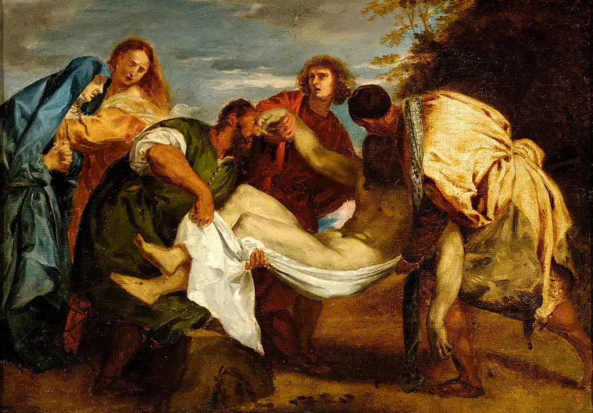 La Mise au tombeau d'après Titien - Eugène Delacroix image 1 reproduction artisanale de tableau