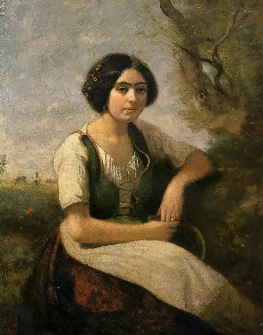 La moissonneuse à la faucille - Jean-Baptiste Camille Corot image 1 reproduction de peinture à l’huile
