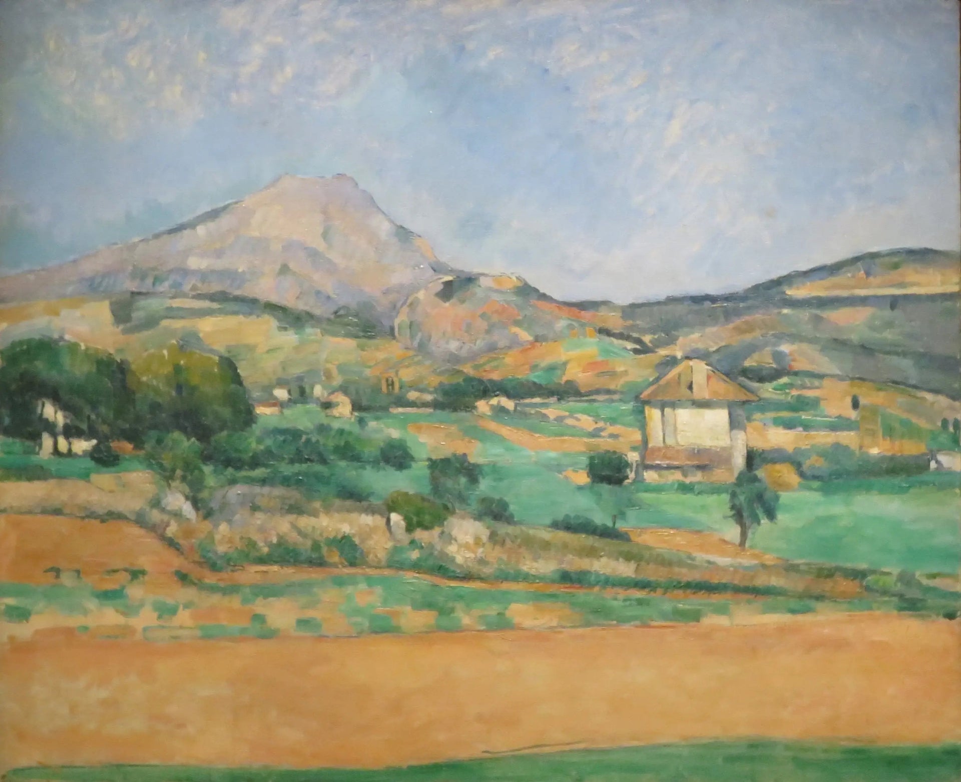 La Montagne Sainte-Victoire vue du chemin de Valcros (et la bastide La Générale) - Paul Cézanne image 1 tableau peint à l’huile sur toile