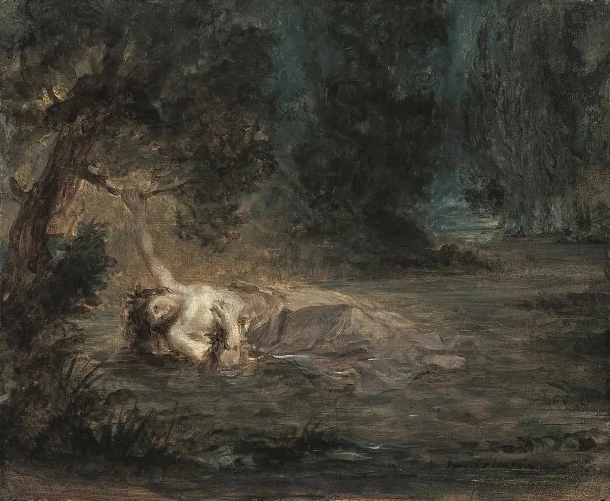 La Mort d'Ophélie - Eugène Delacroix image 1 copie de tableau peinte à la main