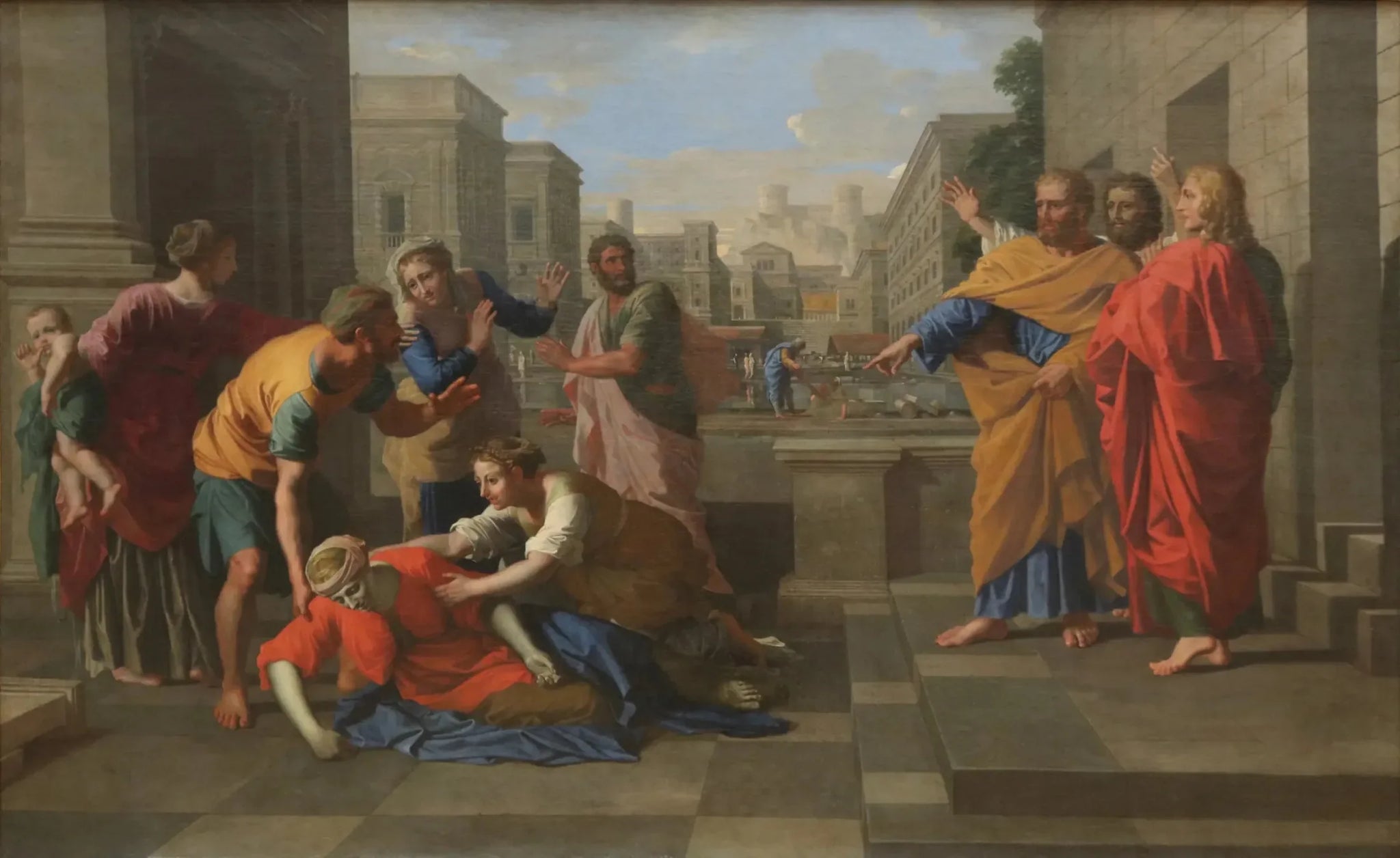 La Mort de Saphire - Nicolas Poussin image 1 copie peinte à la main à l’huile