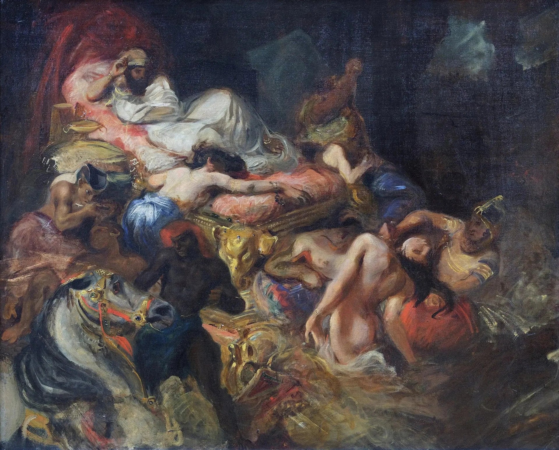 La Mort de Sardanapale, esquisse - Eugène Delacroix image 2 reproduction de peinture à l’huile