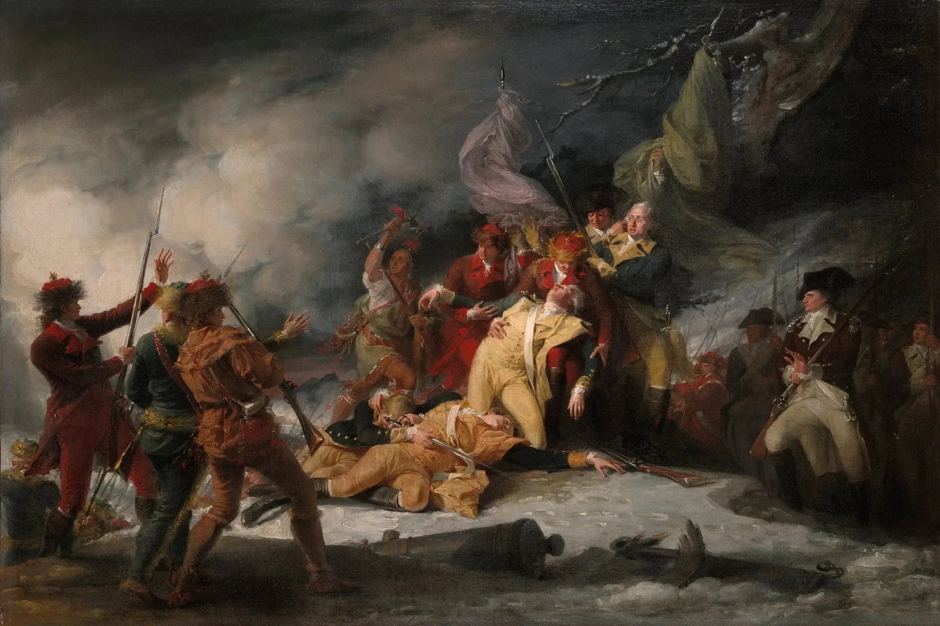 La Mort du général Montgomery à la bataille de Québec, le 31 décembre 1775 - John Trumbull image 1 tableau peint à l’huile sur toile