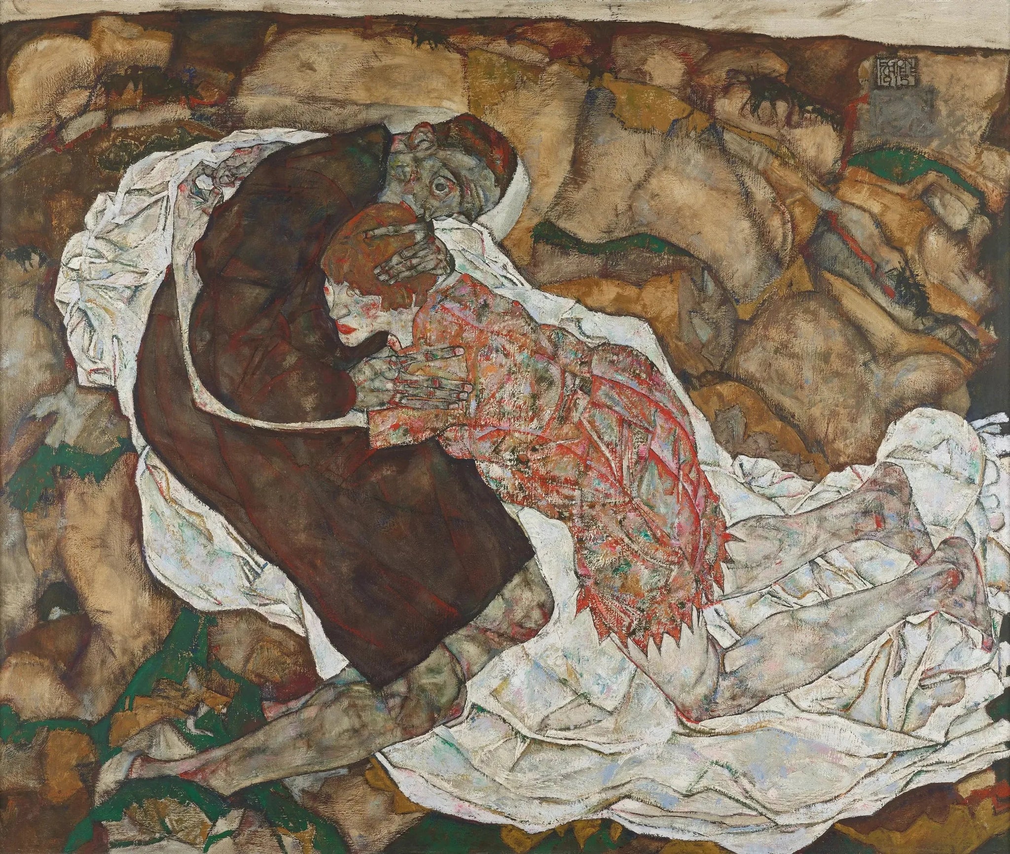 La Mort et la jeune fille - Egon Schiele image 1 copie de tableau peinte à la main