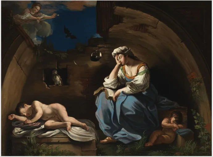 La Muse Pensive - Guercino image 1 reproduction de peinture à l’huile