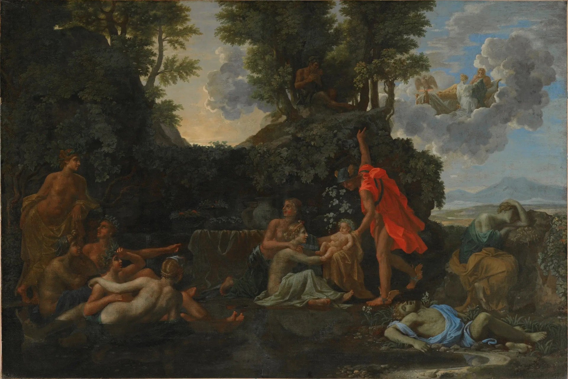 La Naissance de Bacchus et la mort de Narcisse - Nicolas Poussin image 1 reproduction artisanale de tableau