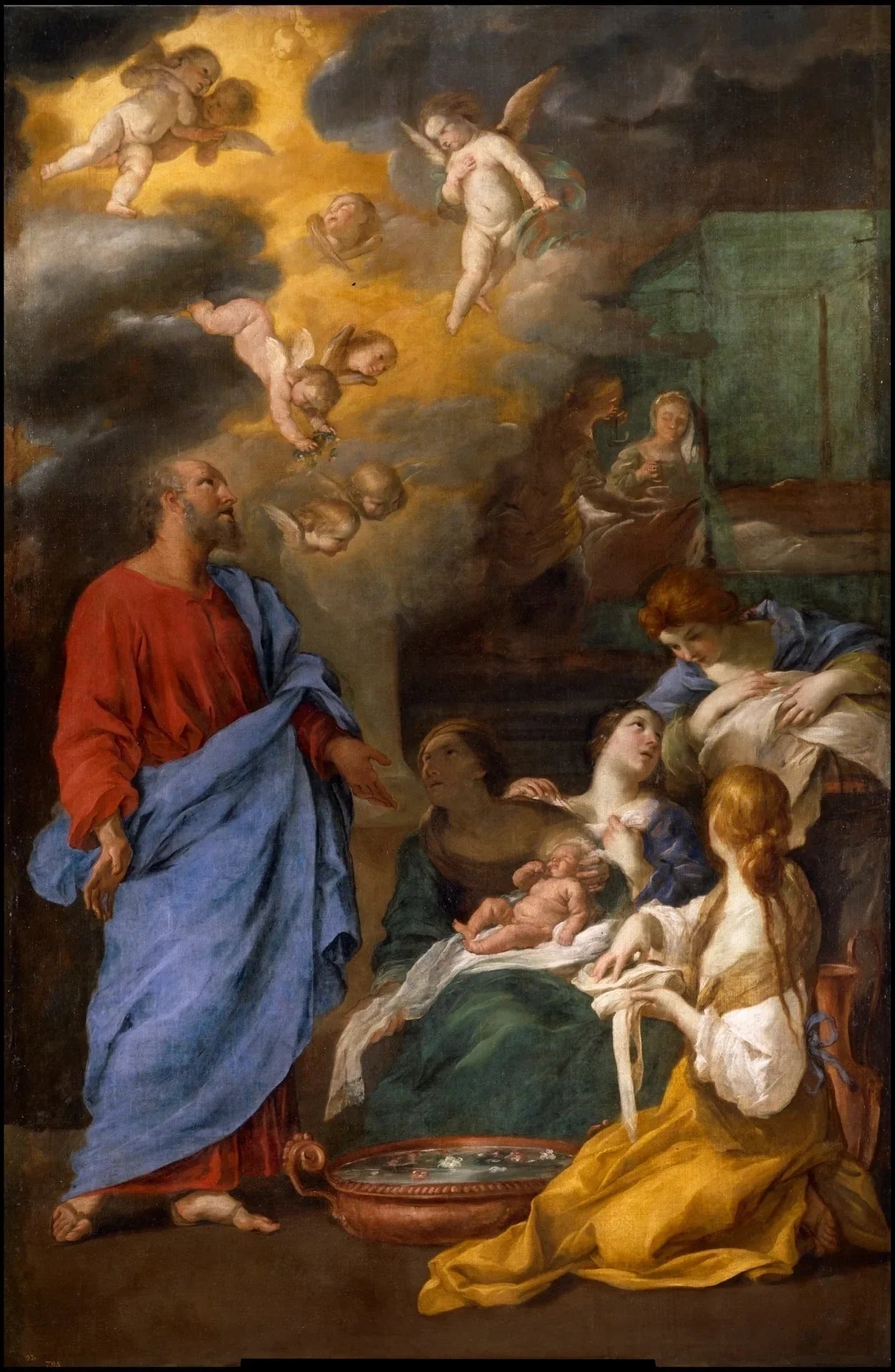 La naissance de saint Jean-Baptiste - Andrea Sacchi image 1 tableau peint à l’huile sur toile