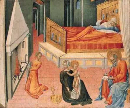 La Naissance de saint Jean-Baptiste : Panneau de la prédelle - Giovanni di Paolo image 1 copie de tableau peinte à la main