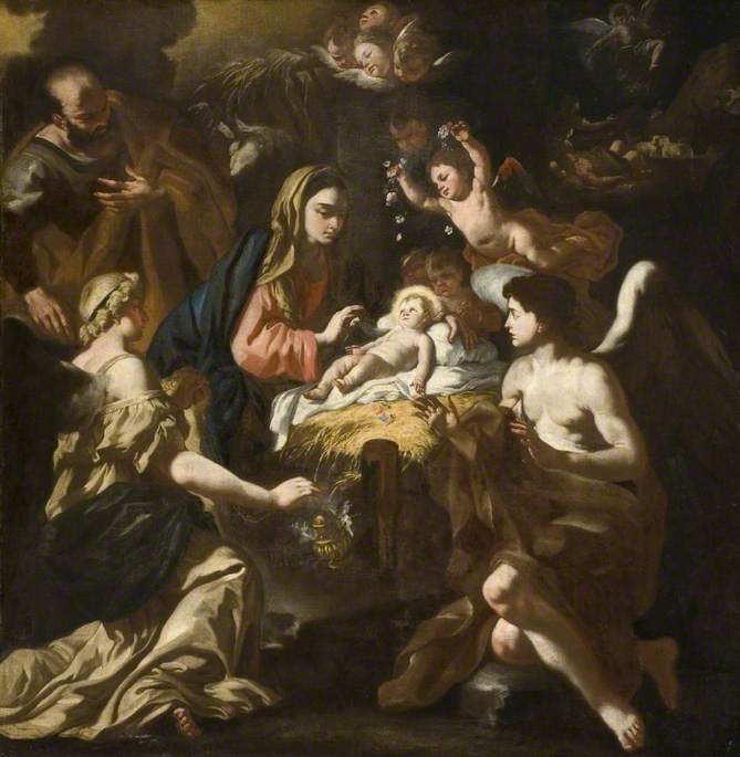La Nativité avec des anges adorateurs - Francesco Solimena image 1 tableau peint à l’huile sur toile