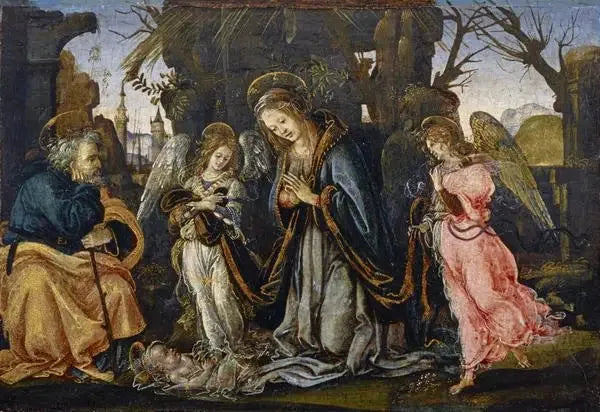 La Nativité avec deux anges - Filippino Lippi image 1 copie de tableau peinte à la main