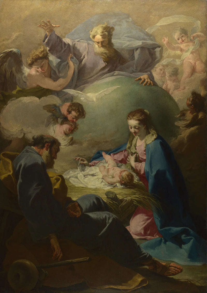 La Nativité avec Dieu le Père et le Saint-Esprit - Giovanni Battista Pittoni