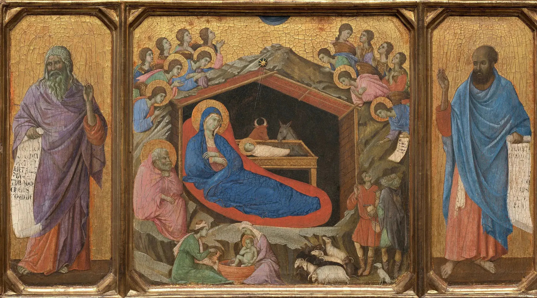 La Nativité avec les prophètes Isaïe et Ézéchiel - Duccio di Buoninsegna image 1 reproduction de peinture à l’huile