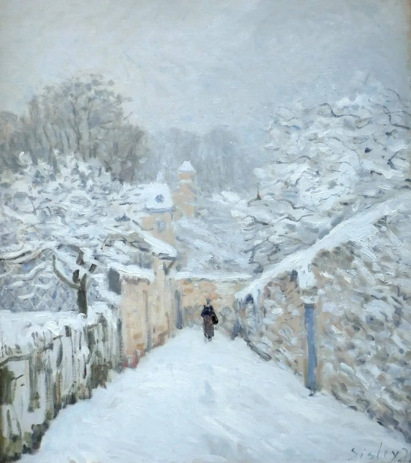 La Neige à Louveciennes - Alfred Sisley image 1 copie peinte à la main à l’huile