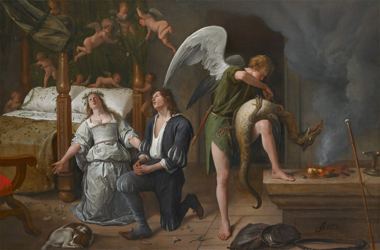 La nuit de noces de Tobias et Sarah - Jan Steen image 1 reproduction artisanale de tableau