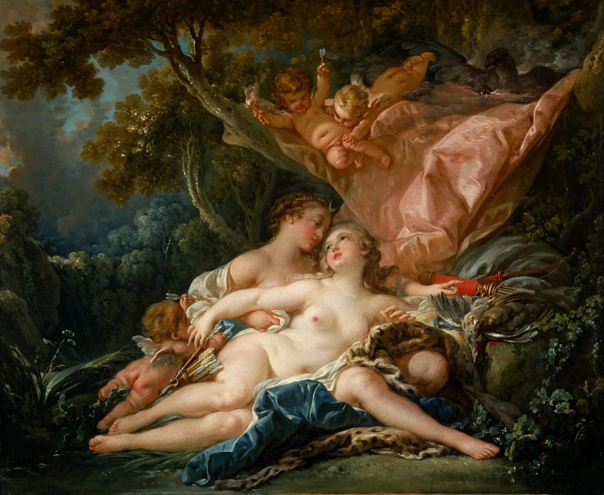 La Nymphe Callisto, séduite par Jupiter sous les traits de Diane - François Boucher image 1 reproduction d’œuvre d’art à l’huile