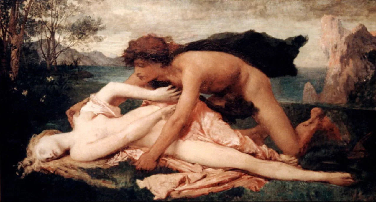 La nymphe Hespérie pleurée par Esacus - Jules-Élie Delaunay image 1 copie de tableau peinte à la main