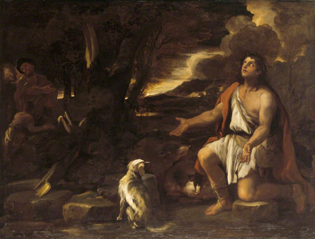 La parabole du fils prodigue : Le porcher repentant - Luca Giordano image 1 copie de tableau peinte à la main
