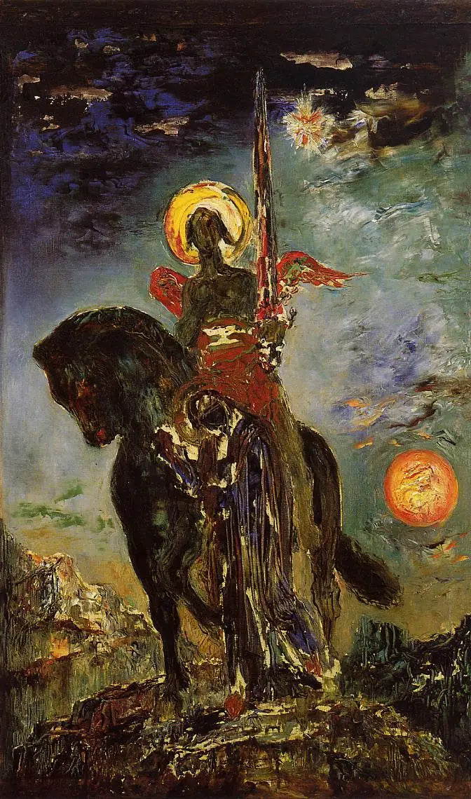 La Parque et l'Ange de la Mort - Gustave Moreau image 1 reproduction de peinture à l’huile