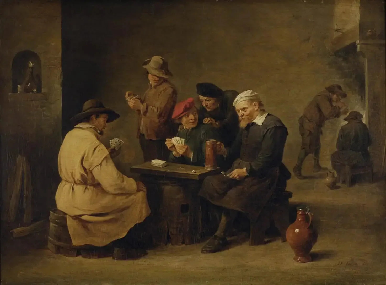 La partie de cartes - David Teniers le Jeune image 1 reproduction artisanale de tableau