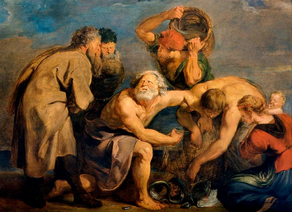 La pêche miraculeuse - Jacob Jordaens image 1 copie peinte à la main à l’huile