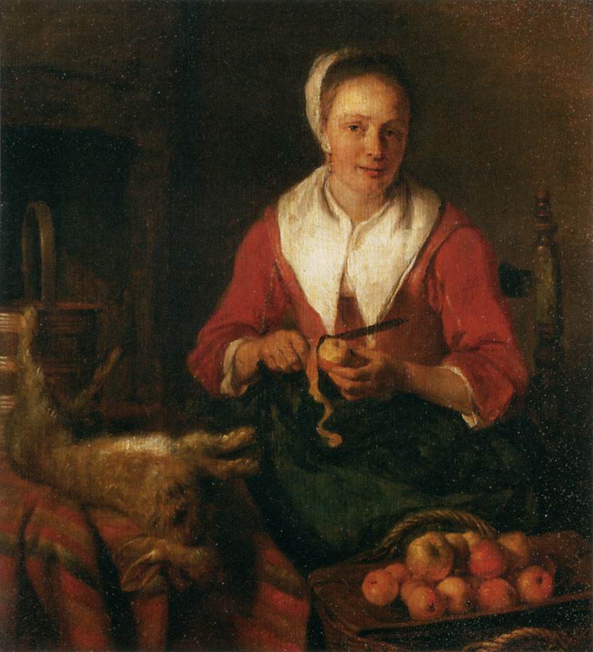 La Peleuse de pomme - Gabriel Metsu image 1 reproduction d’œuvre d’art à l’huile