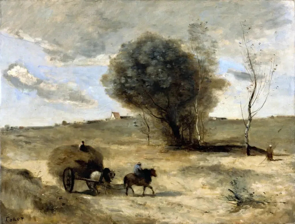 La petite charette dans les dunes - Jean-Baptiste Camille Corot image 1 copie peinte à la main à l’huile