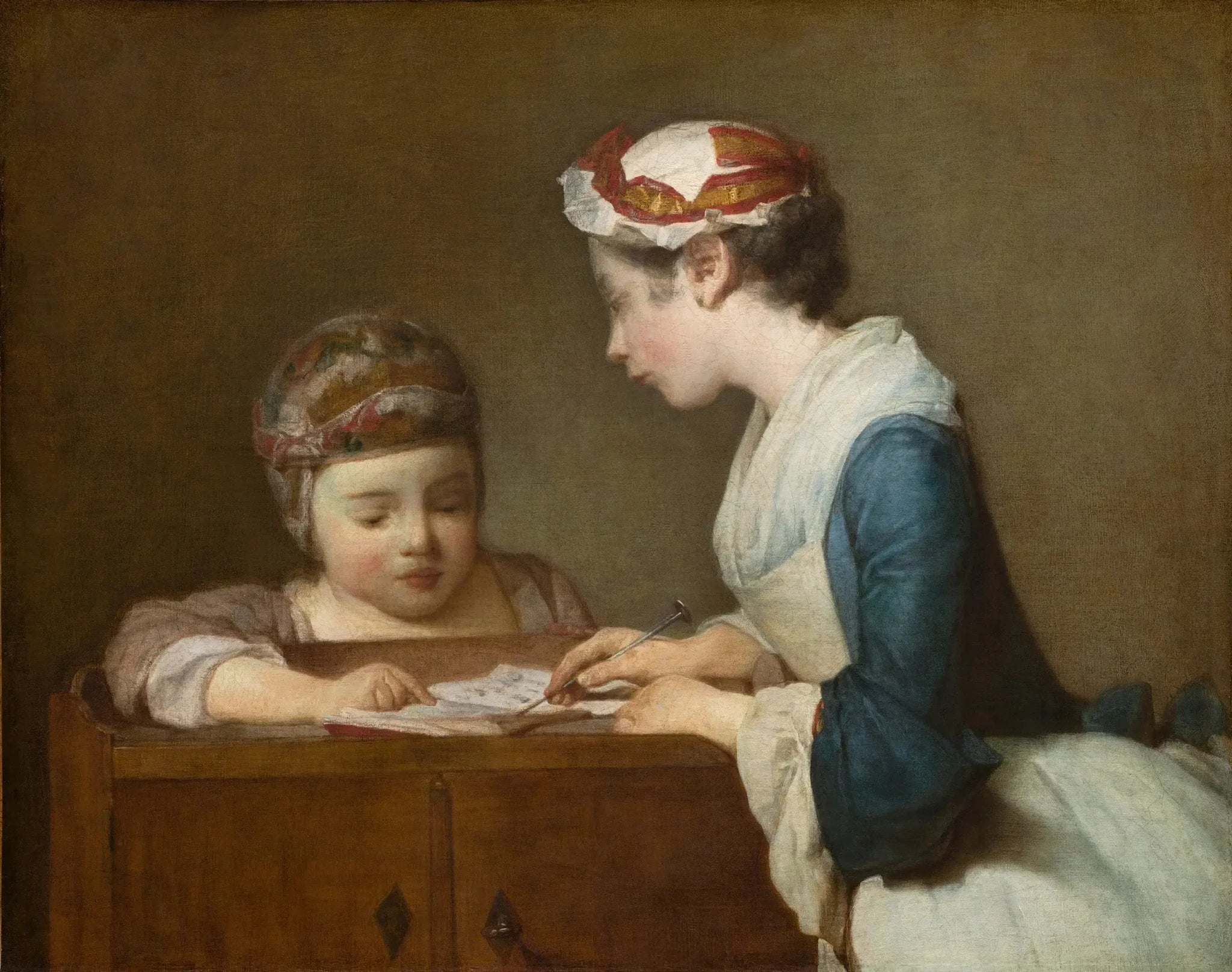 La petite maîtresse d'école - Jean Siméon Chardin image 1 reproduction de peinture à l’huile