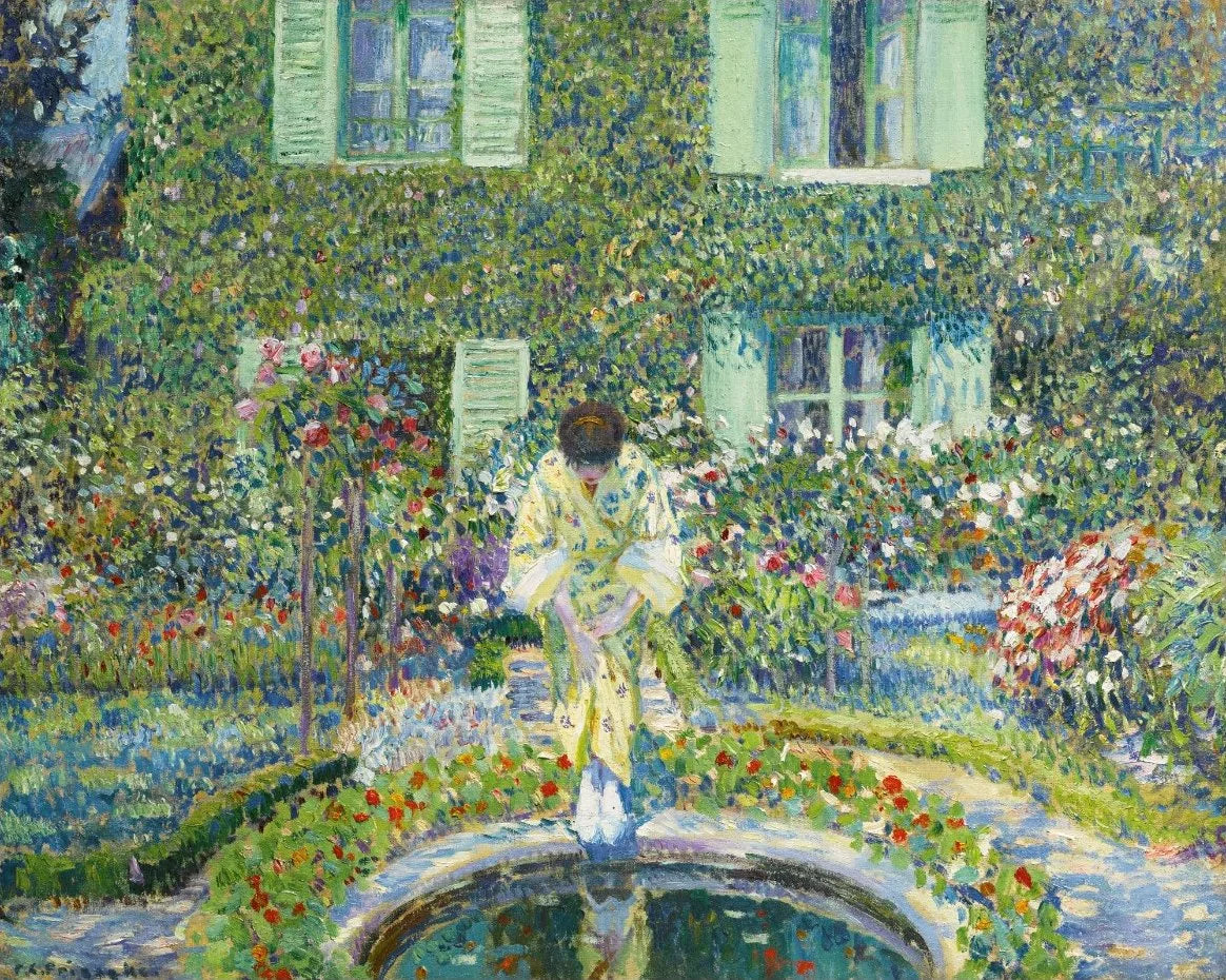 La piscine du jardin - Frederick Carl Frieseke image 1 reproduction d’œuvre d’art à l’huile