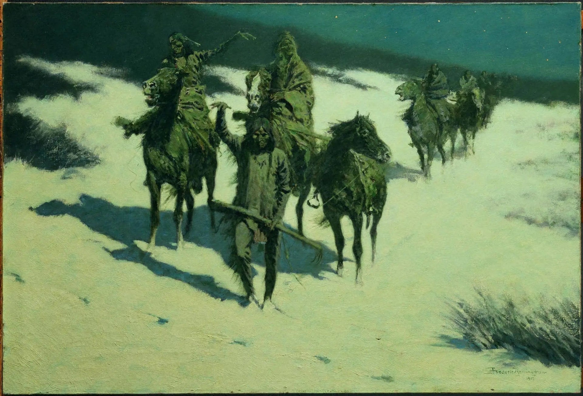 La piste du cheval ferré - Frederic Remington image 1 reproduction artisanale de tableau