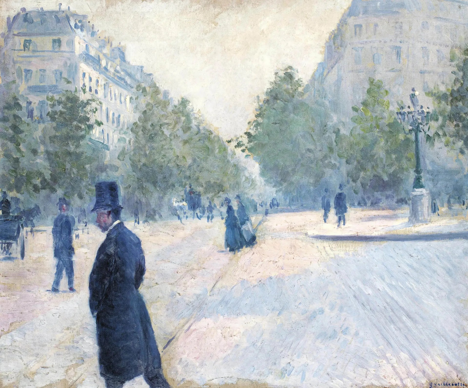 La Place Saint-Augustin, temps brumeux - Gustave Caillebotte image 1 copie de tableau peinte à la main