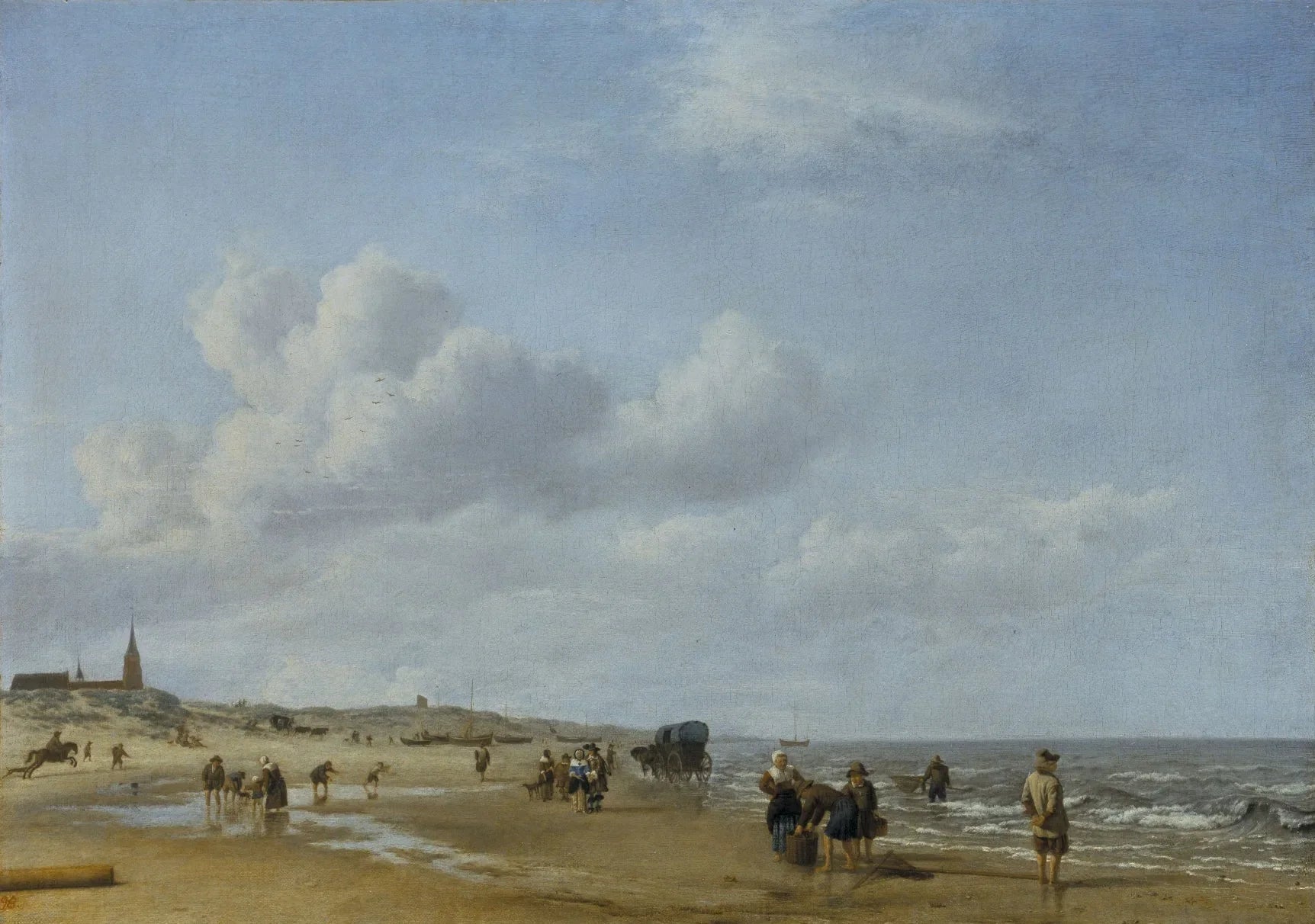 La Plage à Scheveningen - Adriaen van de Velde image 1 copie de tableau peinte à la main