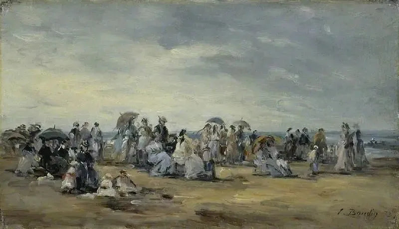 La plage à Trouville - Eugène Boudin image 1 copie de tableau peinte à la main