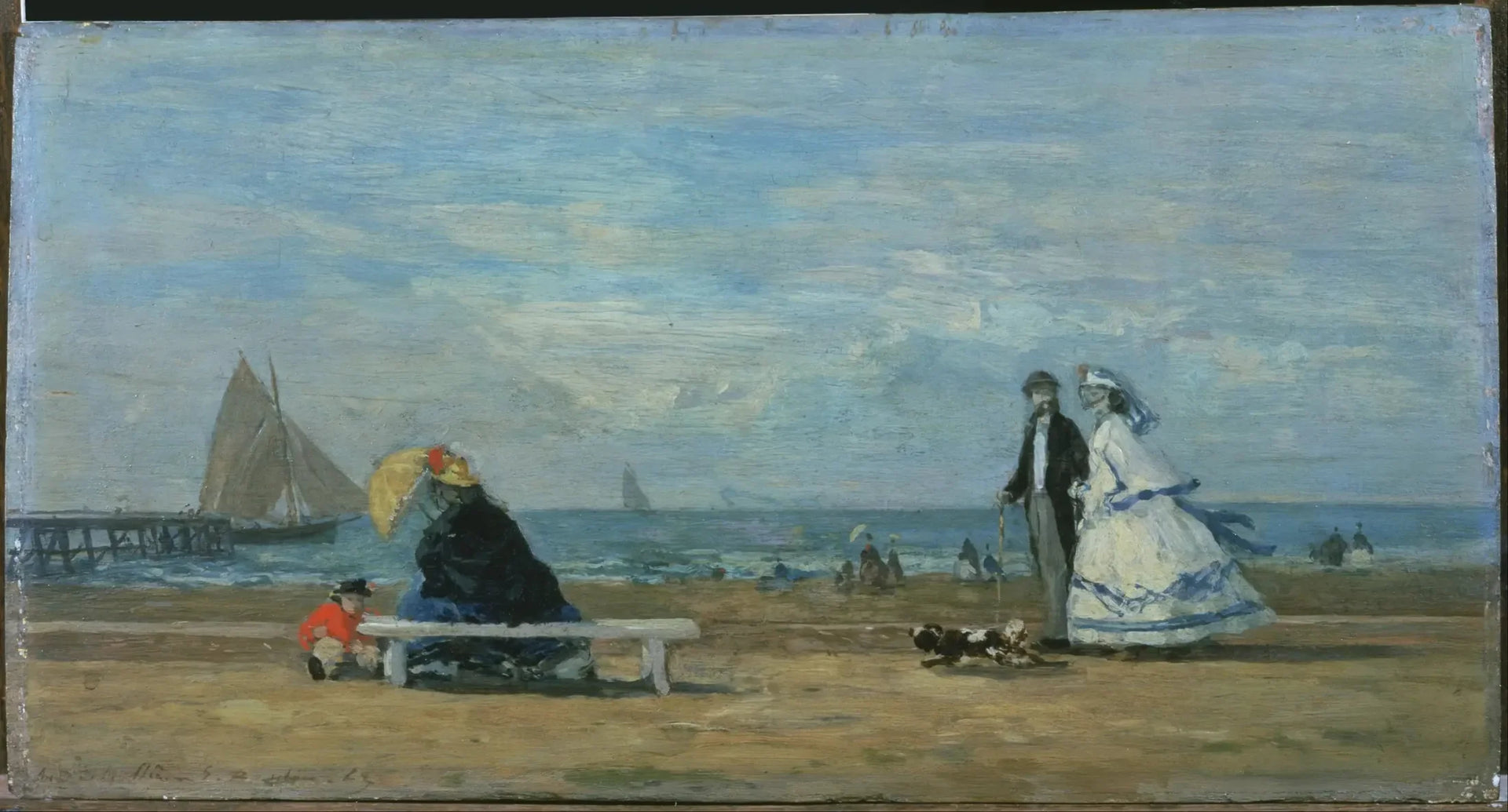 La plage à Trouville - Eugène Boudin image 1 reproduction de peinture à l’huile